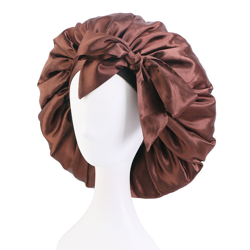 Extra Large Streamer Satin Round Hat With Bow Head