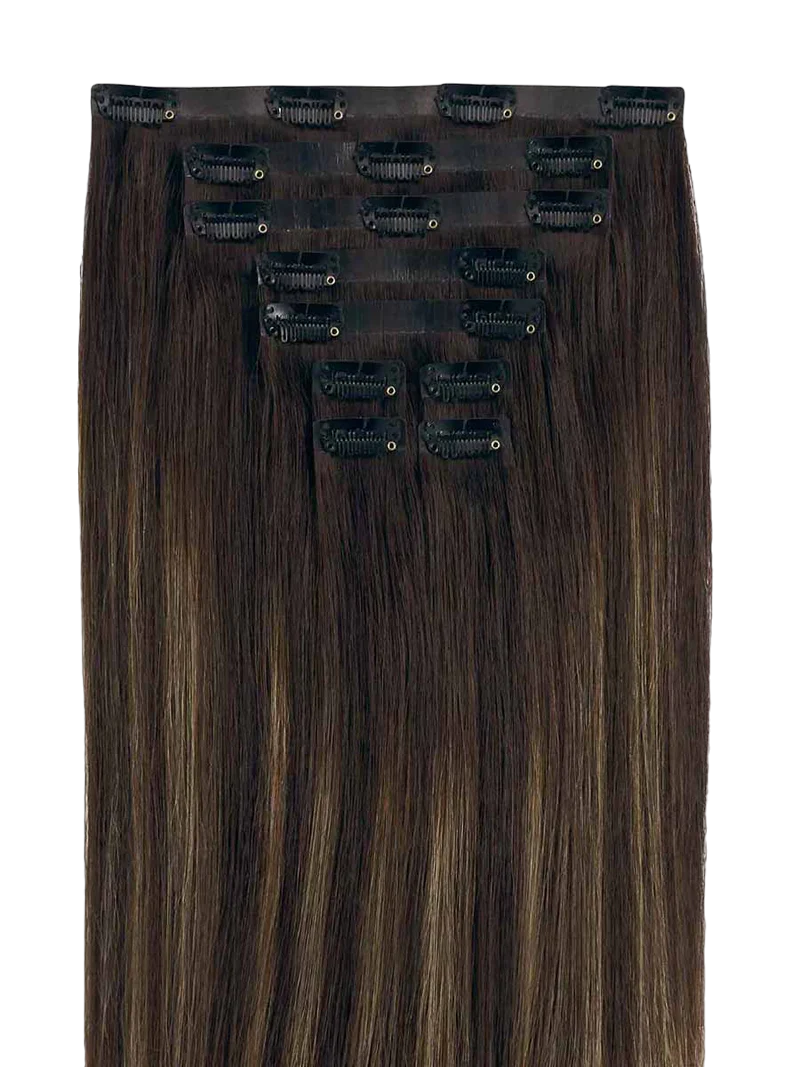 Remy Brown Coco Mocha Bronde Balayage Clip-Ins - BB Collections Hair