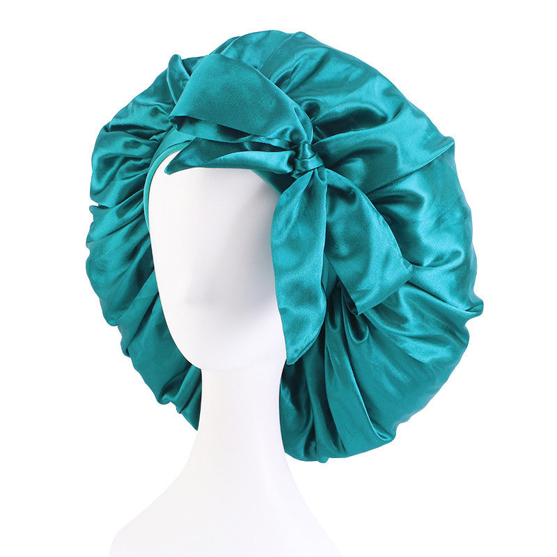 Extra Large Streamer Satin Round Hat With Bow Head