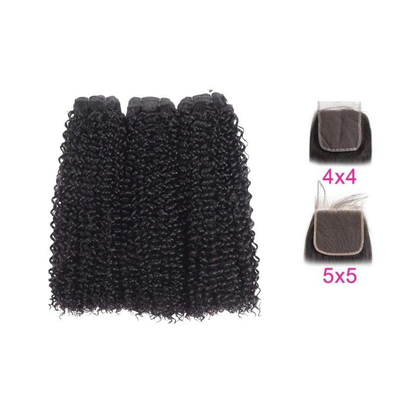 Kinky Curly Bundles & Closure Set - BB Collections Hair