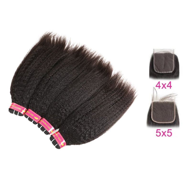 Kinky Straight Bundles & Closure Set - BB Collections Hair