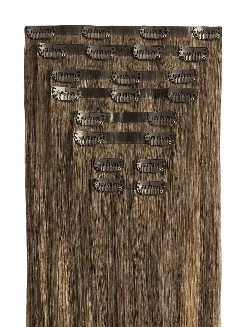 Remy Ashy Brown Highlighted Clip-Ins - BB Collections Hair