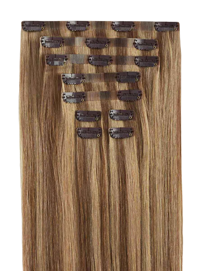 Remy Brown Walnut Highlighted Clip-Ins - BB Collections Hair