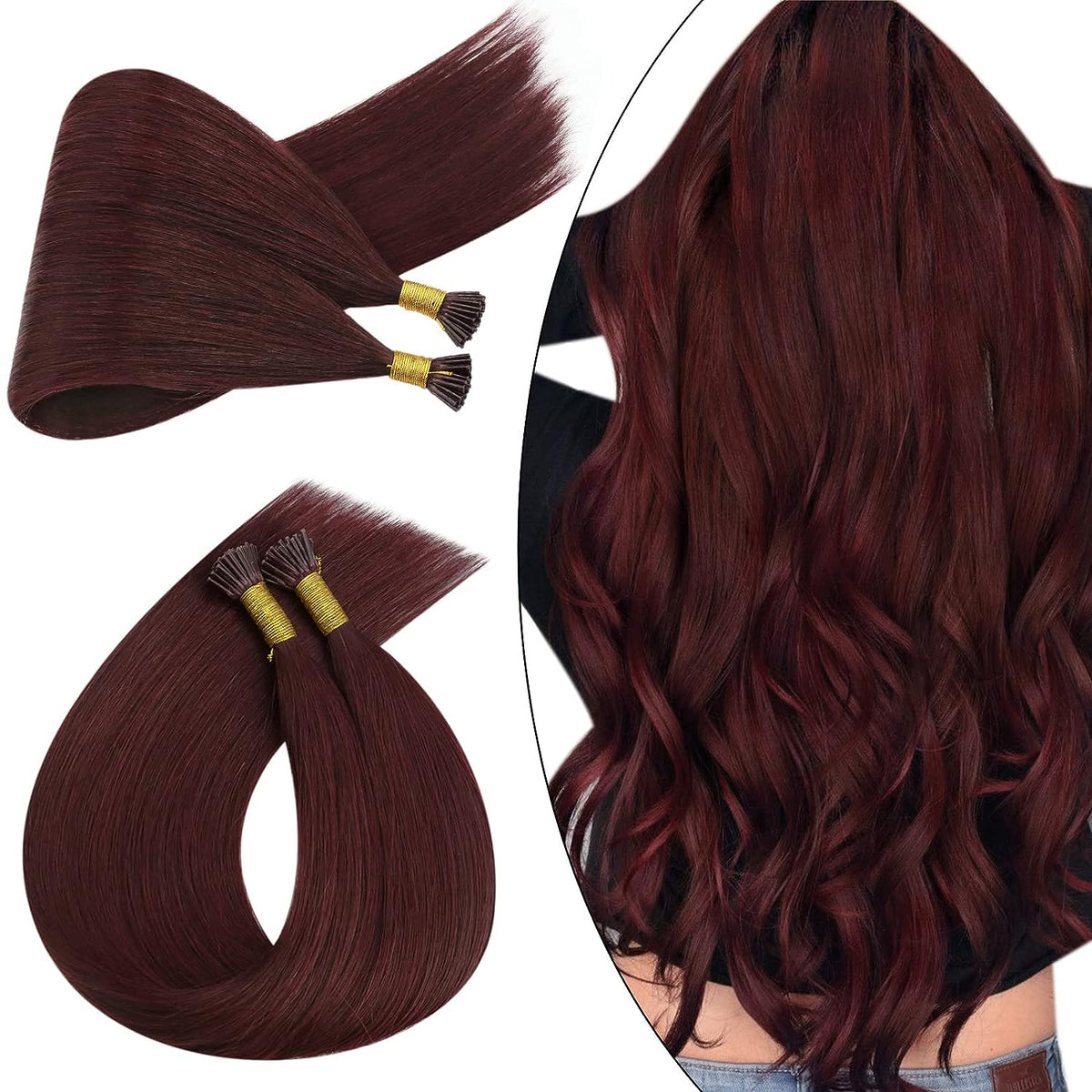 Remy Burgundy #99J I-Tips - BB Collections Hair