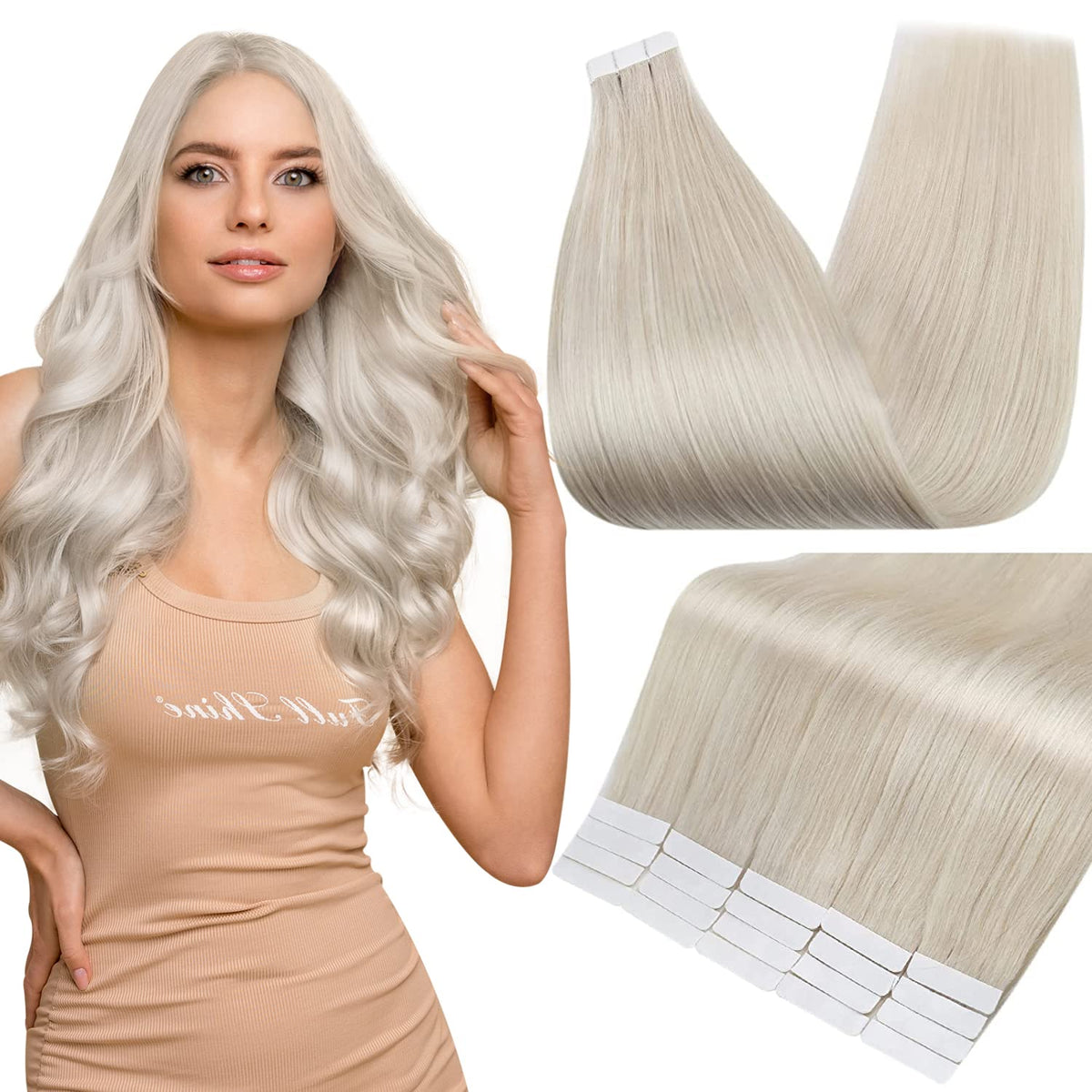 Remy Tape-Ins White Blonde #1000 - BB Collections Hair