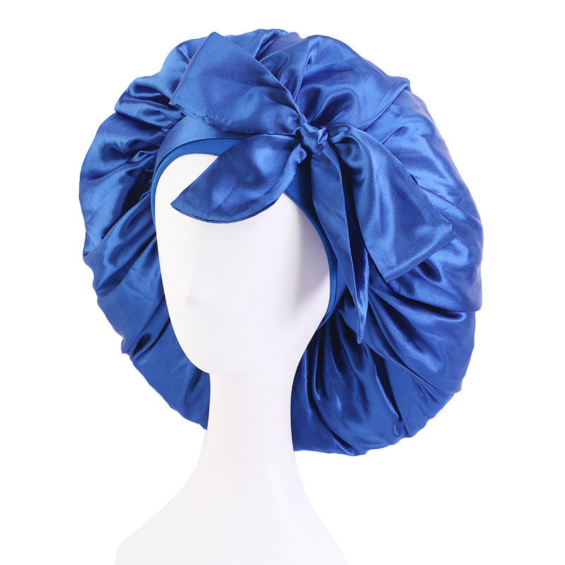 Extra Large Streamer Satin Round Hat With Bow Head