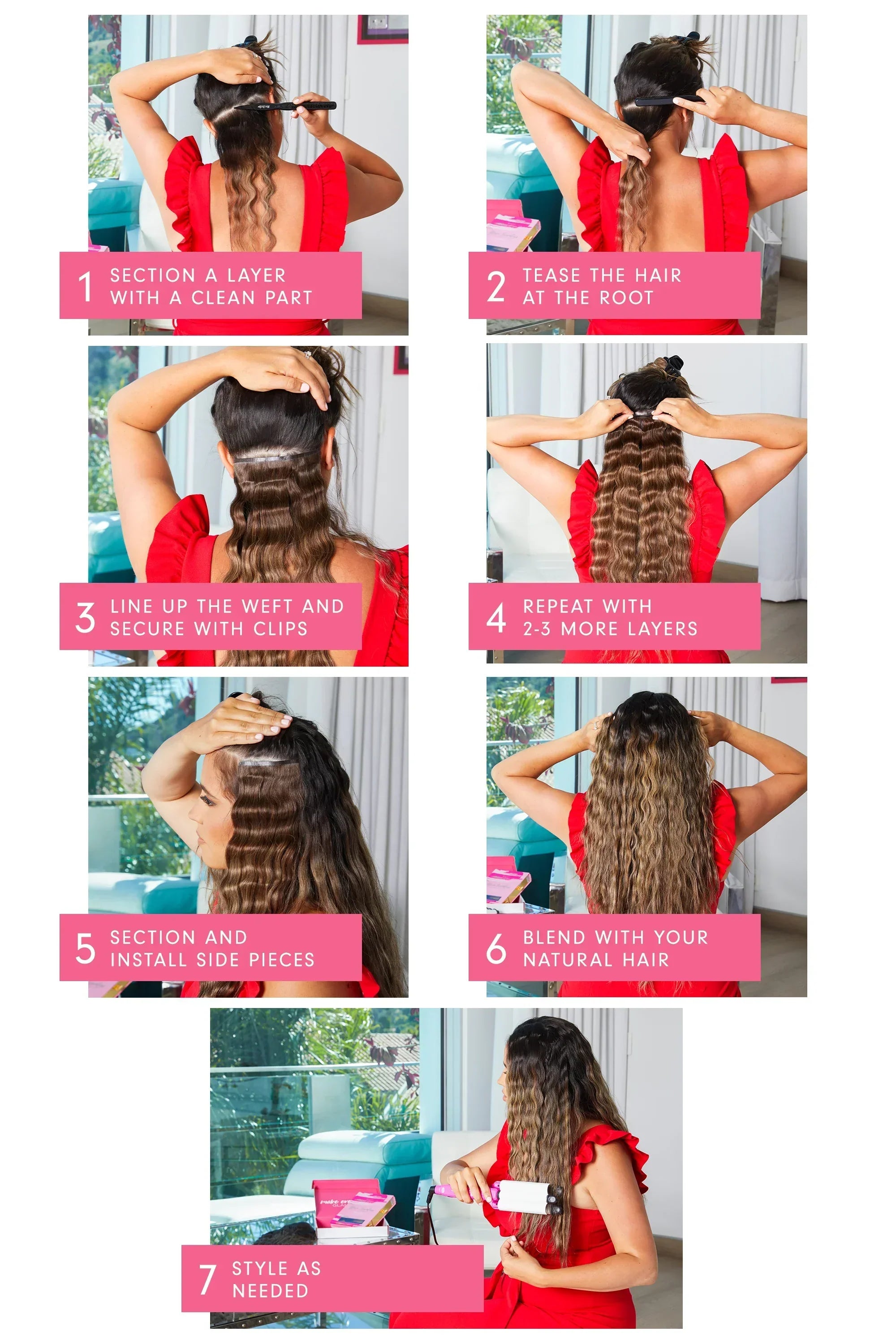 Remy Balayage Red Clip-Ins - BB Collections Hair