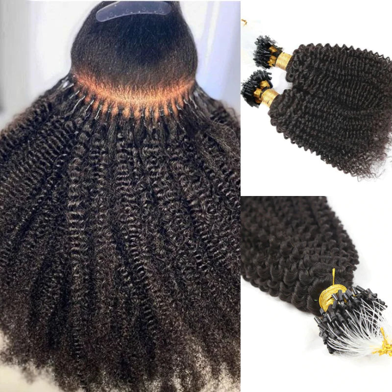 Kinky Curly Virgin Indian I-Tips (Natural Hair/African Amer.) - BB Collections Hair