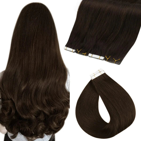 Remy Tape-Ins Dark Brown #4 Tape-Ins - BB Collections Hair