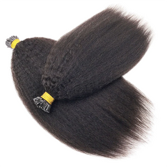 Kinky Straight Virgin Indian I-Tips (Natural Hair/African Amer.)- BB Collections Hair