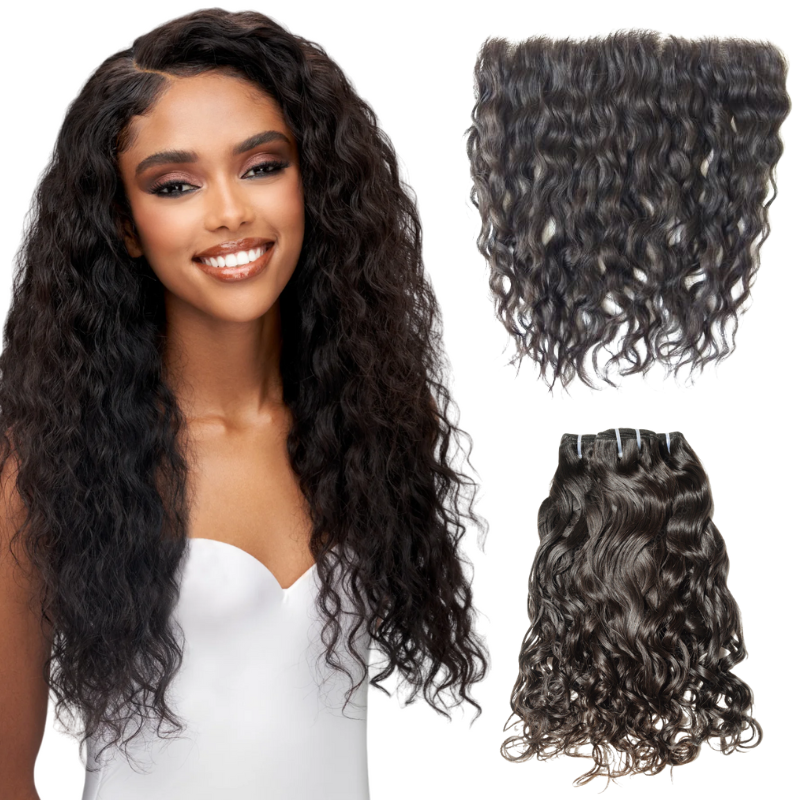 Natural Wave Bundles & Frontal Set - BB Collections Hair