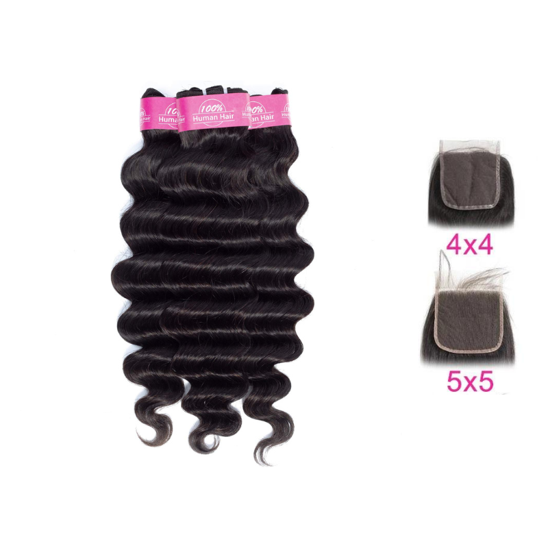 Loose Deep Wave Bundles & Closure Set - BB Collections Hair