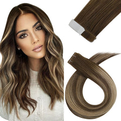 Remy Tape-Ins Ombre Chocolate Brown with Blonde - BB Collections Hair