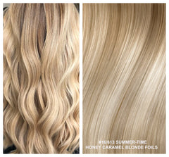 Russian Double Drawn Hand-Tied Wefts Extensions Honey Caramel Blonde #16/613 - BB Collections Hair